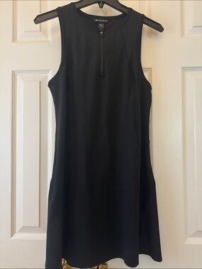 Athleta Black Sleeveless Zip Dress with Athletic Cut